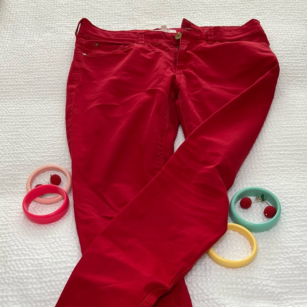 Mango Red Skinny Jeans Size: US: 6